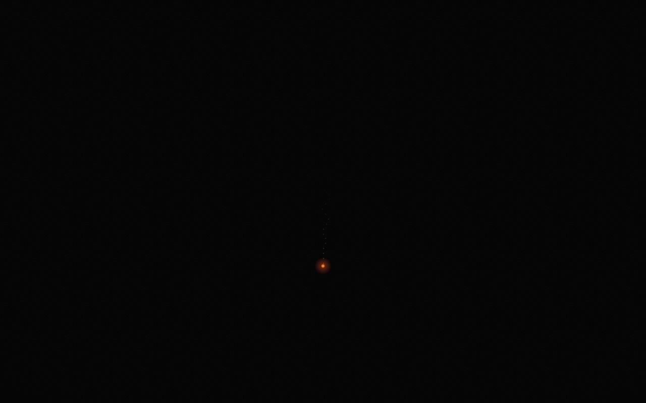 In the dark, one cigarette ember and a thread of smoke.