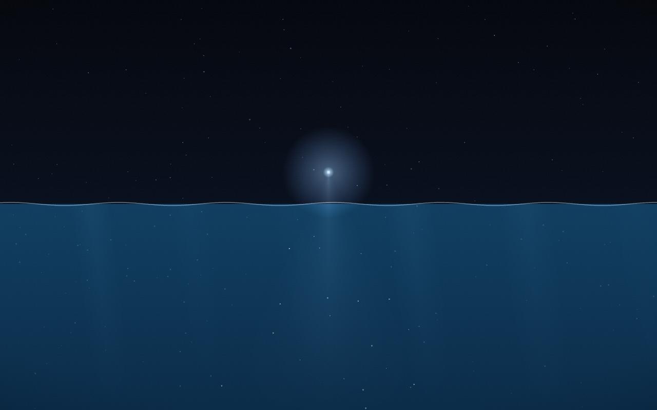 The light breaks the surface into a night sky full of stars.