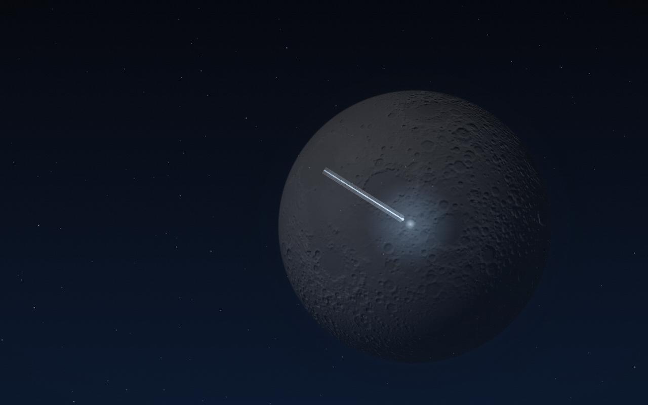 The light rises into the sky and becomes the Moon, shaded from NASA elevation data.