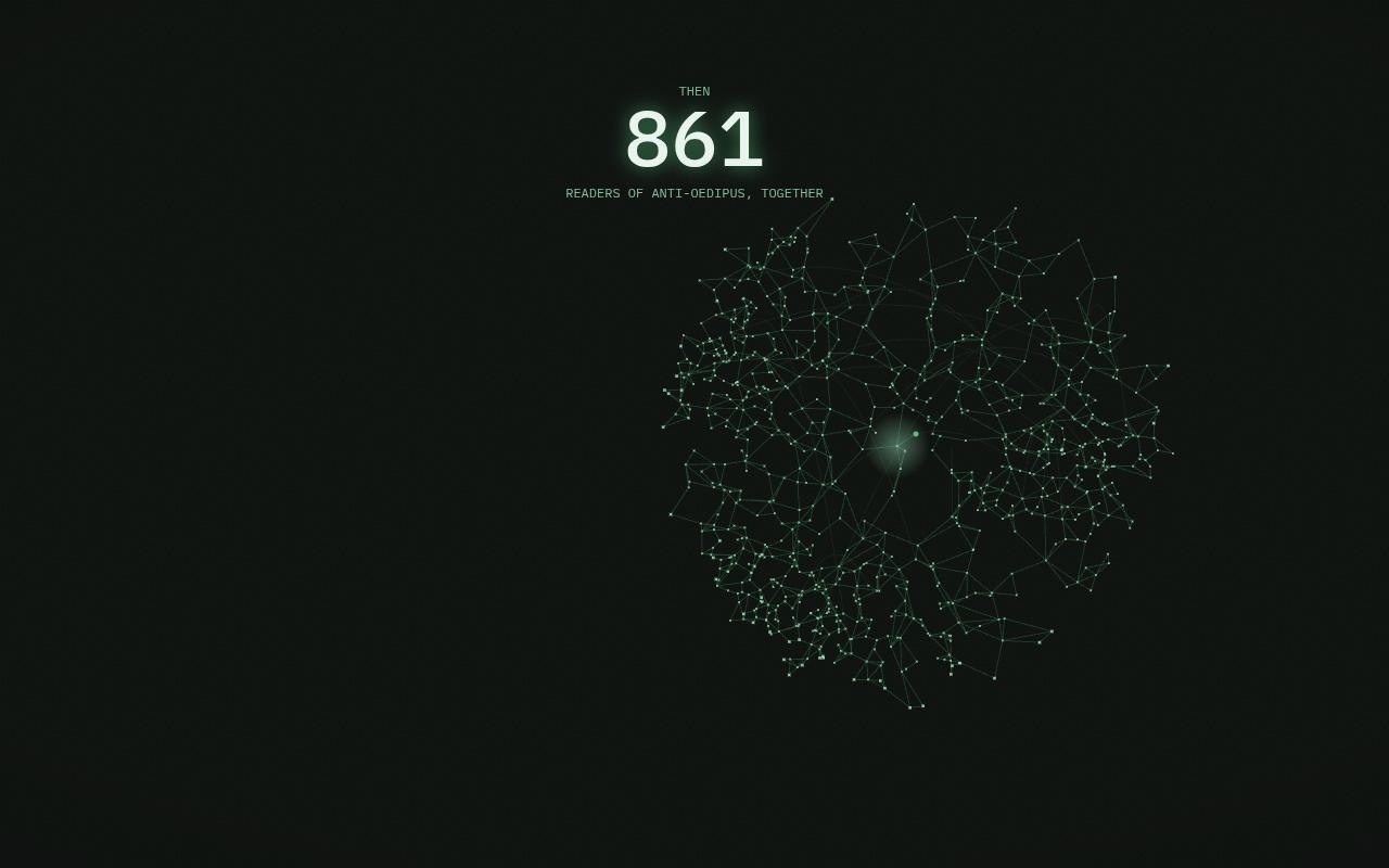 The grey line turns green and branches into a network of hundreds of connected points.